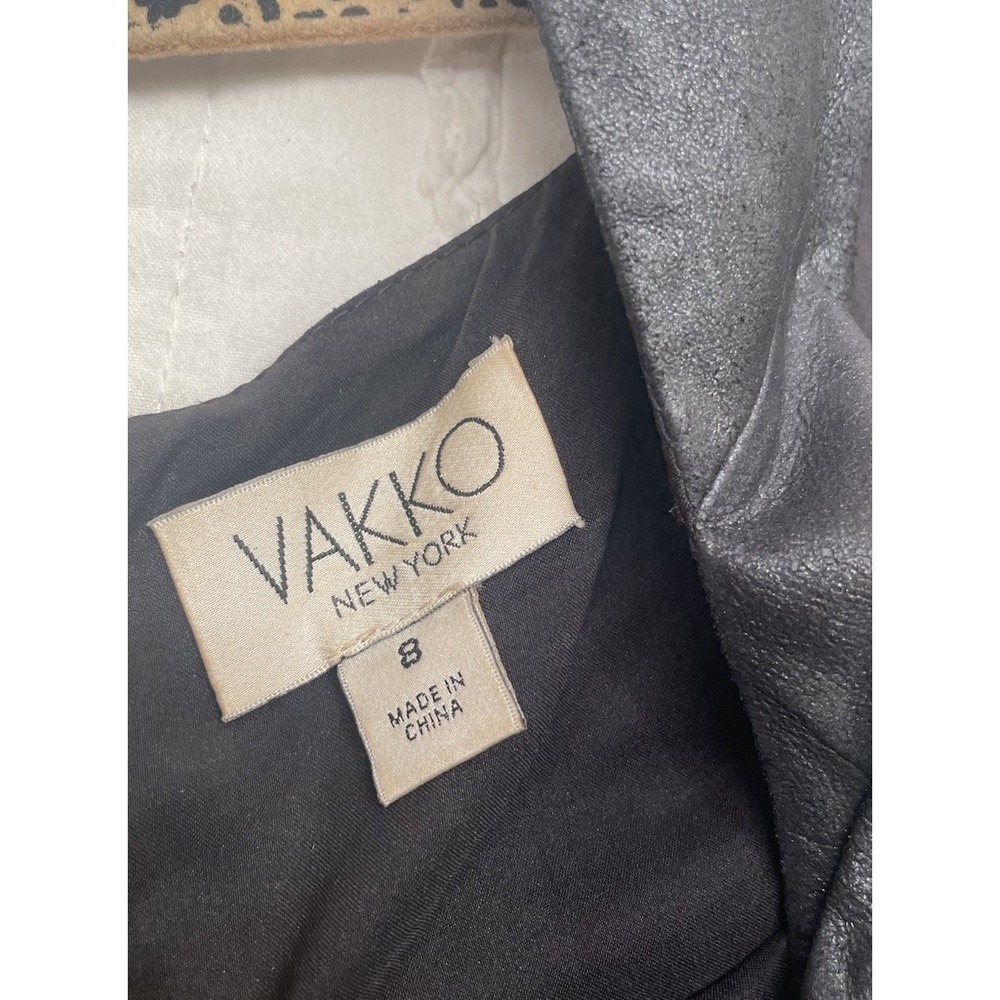 Vakko Black Lamb Leather Dress Womens Size 8 Bodycon LBD Vintage - Picture 8 of 10
